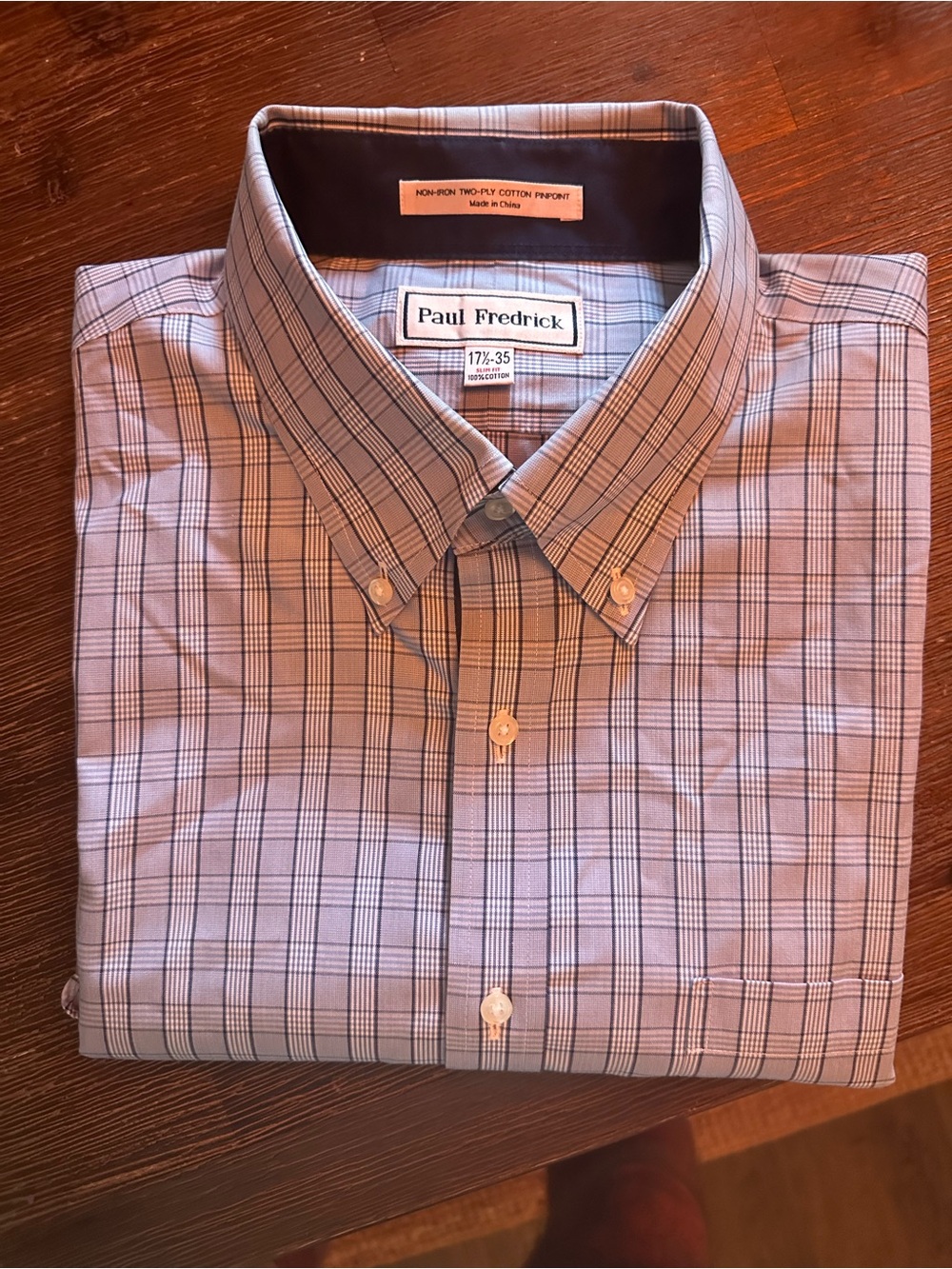 Paul Fredrick Men's Plaid Cotton Button Down Size 171⁄2-35 Like New
